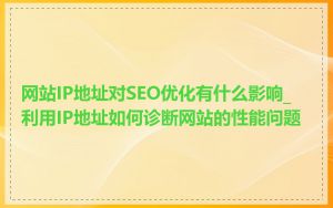 网站IP地址对SEO优化有什么影响_利用IP地址如何诊断网站的性能问题