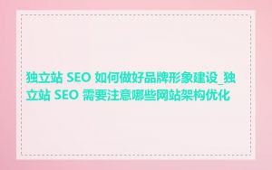 独立站 SEO 如何做好品牌形象建设_独立站 SEO 需要注意哪些网站架构优化