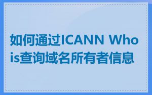 如何通过ICANN Whois查询域名所有者信息