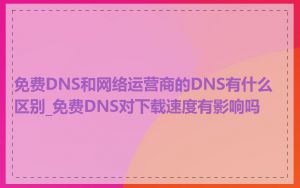 免费DNS和网络运营商的DNS有什么区别_免费DNS对下载速度有影响吗