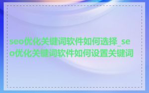 seo优化关键词软件如何选择_seo优化关键词软件如何设置关键词