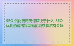 SEO 优化费用高低取决于什么_SEO 优化的价格跟网站的复杂程度有关吗