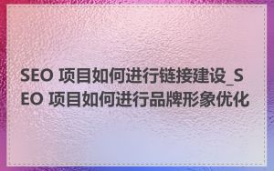 SEO 项目如何进行链接建设_SEO 项目如何进行品牌形象优化