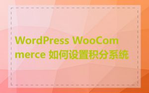 WordPress WooCommerce 如何设置积分系统