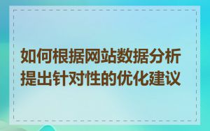 如何根据网站数据分析提出针对性的优化建议