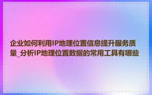 企业如何利用IP地理位置信息提升服务质量_分析IP地理位置数据的常用工具有哪些