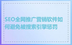 SEO全网推广营销软件如何避免被搜索引擎惩罚