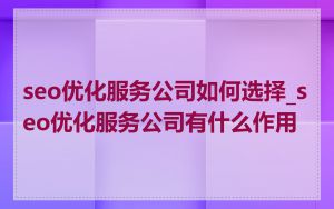 seo优化服务公司如何选择_seo优化服务公司有什么作用