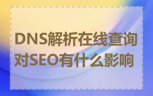 DNS解析在线查询对SEO有什么影响