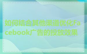 如何结合其他渠道优化Facebook广告的投放效果