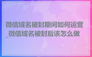 微信域名被封期间如何运营_微信域名被封后该怎么做