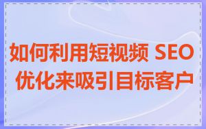 如何利用短视频 SEO 优化来吸引目标客户