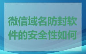 微信域名防封软件的安全性如何