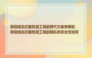 微信域名拦截检测工具的替代方案有哪些_微信域名拦截检测工具的隐私和安全性如何