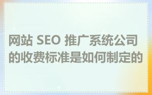 网站 SEO 推广系统公司的收费标准是如何制定的