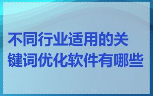 不同行业适用的关键词优化软件有哪些