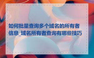 如何批量查询多个域名的所有者信息_域名所有者查询有哪些技巧