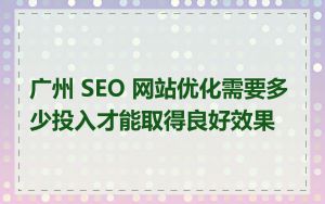 广州 SEO 网站优化需要多少投入才能取得良好效果