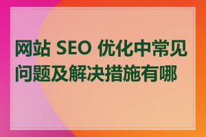 网站 SEO 优化中常见问题及解决措施有哪些