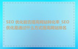 SEO 优化能否提高网站转化率_SEO优化是通过什么方式提高网站排名