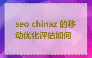 seo chinaz 的移动优化评估如何