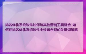 排名优化系统软件如何与其他营销工具整合_如何在排名优化系统软件中设置合理的关键词策略