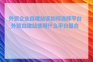 外贸企业自建站该如何选择平台_外贸自建站使用什么平台最合适