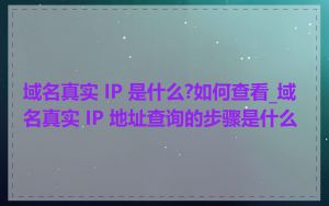 域名真实 IP 是什么?如何查看_域名真实 IP 地址查询的步骤是什么