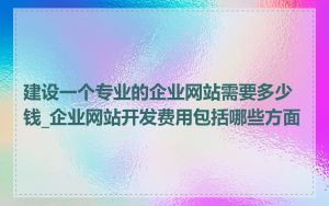 建设一个专业的企业网站需要多少钱_企业网站开发费用包括哪些方面