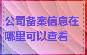 公司备案信息在哪里可以查看