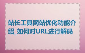 站长工具网站优化功能介绍_如何对URL进行解码