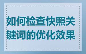 如何检查快照关键词的优化效果