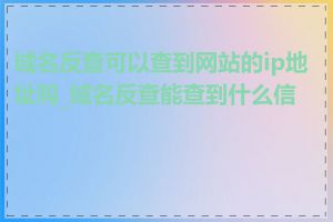 域名反查可以查到网站的ip地址吗_域名反查能查到什么信息