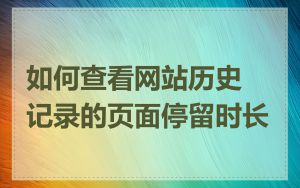 如何查看网站历史记录的页面停留时长