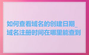 如何查看域名的创建日期_域名注册时间在哪里能查到