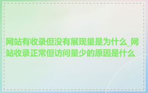 网站有收录但没有展现量是为什么_网站收录正常但访问量少的原因是什么