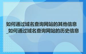 如何通过域名查询网站的其他信息_如何通过域名查询网站的历史信息