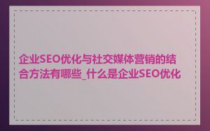 企业SEO优化与社交媒体营销的结合方法有哪些_什么是企业SEO优化