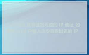 cmd 怎么查看域名对应的 IP 地址_如何在 cmd 中输入命令查看域名的 IP