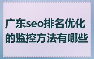 广东seo排名优化的监控方法有哪些