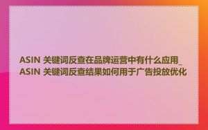 ASIN 关键词反查在品牌运营中有什么应用_ASIN 关键词反查结果如何用于广告投放优化