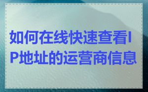 如何在线快速查看IP地址的运营商信息