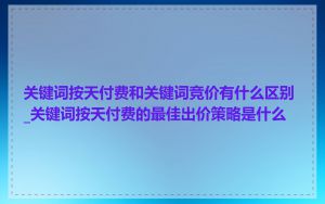 关键词按天付费和关键词竞价有什么区别_关键词按天付费的最佳出价策略是什么