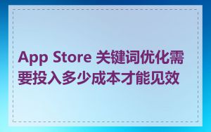 App Store 关键词优化需要投入多少成本才能见效