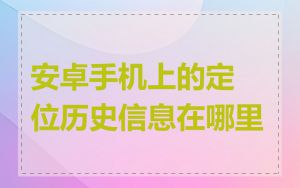 安卓手机上的定位历史信息在哪里