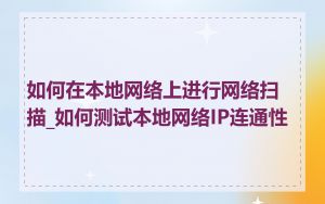 如何在本地网络上进行网络扫描_如何测试本地网络IP连通性