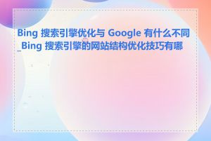 Bing 搜索引擎优化与 Google 有什么不同_Bing 搜索引擎的网站结构优化技巧有哪些