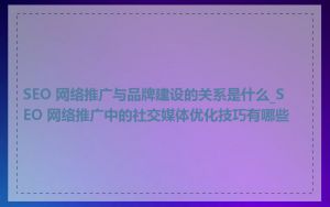 SEO 网络推广与品牌建设的关系是什么_SEO 网络推广中的社交媒体优化技巧有哪些