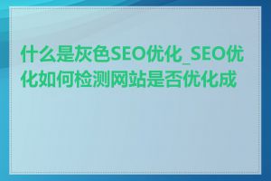 什么是灰色SEO优化_SEO优化如何检测网站是否优化成功