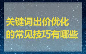 关键词出价优化的常见技巧有哪些